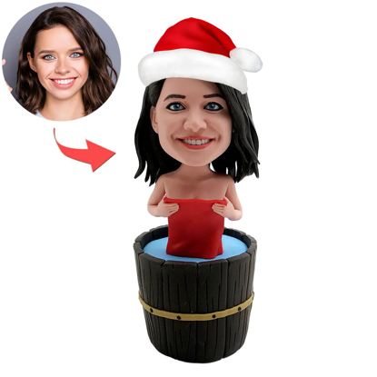 Show details for Custom Bobbleheads: Female Bathing with Santa Hat | Personalized Bobbleheads for the Special Someone as a Unique Gift Idea Picture of Custom Bobbleheads: Female Bathing with Santa Hat | Personalized Bobbleheads for the Special Someone as a Unique Gift Idea