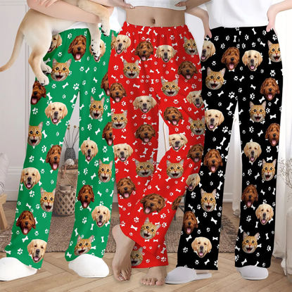 Picture of Custom Pajama Pants with Pet Faces - Personalized Pajama bottoms - Christmas Gift
