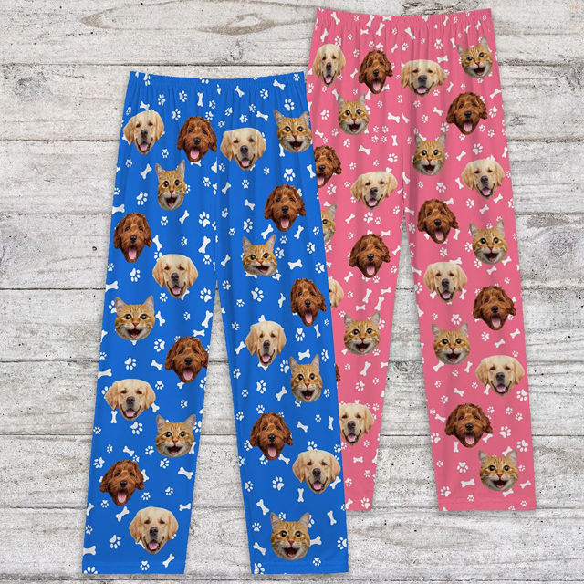 Picture of Custom Pajama Pants with Pet Faces - Personalized Pajama bottoms - Christmas Gift