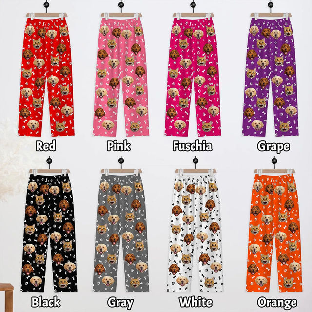 Picture of Custom Pajama Pants with Pet Faces - Personalized Pajama bottoms - Christmas Gift
