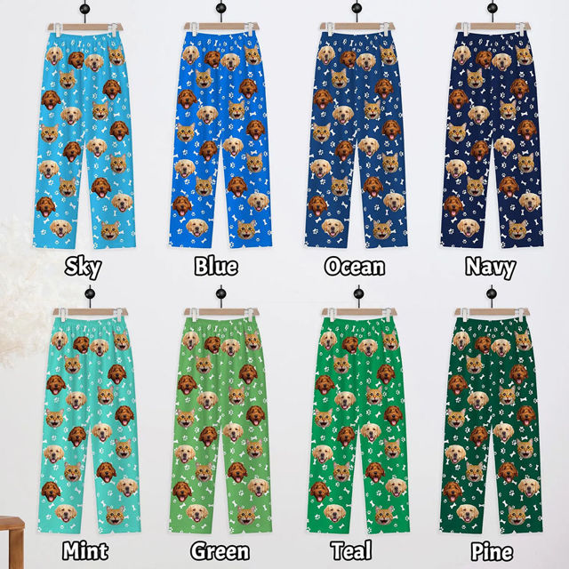 Picture of Custom Pajama Pants with Pet Faces - Personalized Pajama bottoms - Christmas Gift