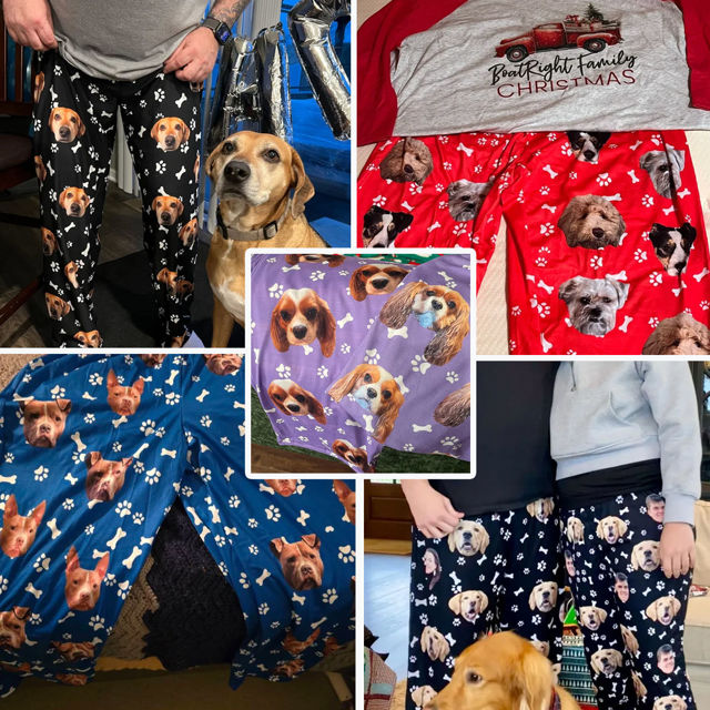 Picture of Custom Pajama Pants with Pet Faces - Personalized Pajama bottoms - Christmas Gift