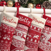Picture of Custom Embroidered Christmas Stockings - Custom Name Christmas Stockings - Christmas Knitted Stockings, Holiday Gifts, Christmas Family Gifts