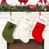 Picture of Embroidered Christmas Stockings - Custom Christmas Stockings with Pom-poms - Holiday Gifts, Named Christmas Stockings, Christmas Decorations