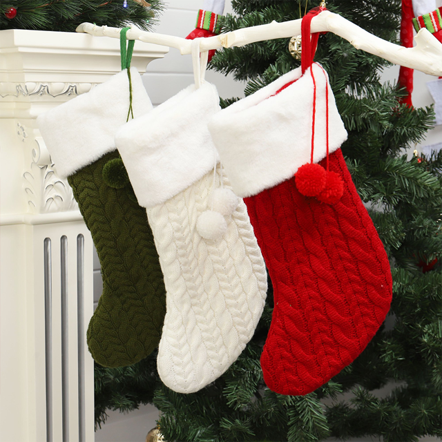 Picture of Embroidered Christmas Stockings - Custom Christmas Stockings with Pom-poms - Holiday Gifts, Named Christmas Stockings, Christmas Decorations