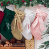 Picture of Embroidered Christmas Stockings - Personalized Bow Christmas Stockings - Velvet Name Christmas Stockings, Christmas Family Gifts