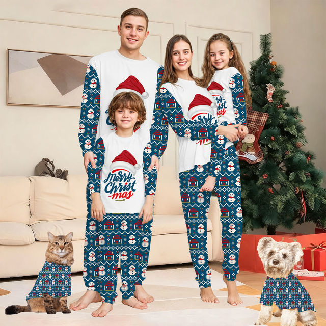 Picture of Family Christmas Pajama Sets - Long Sleeves Pajamas with Santa Hat - Best Family Christmas Gift