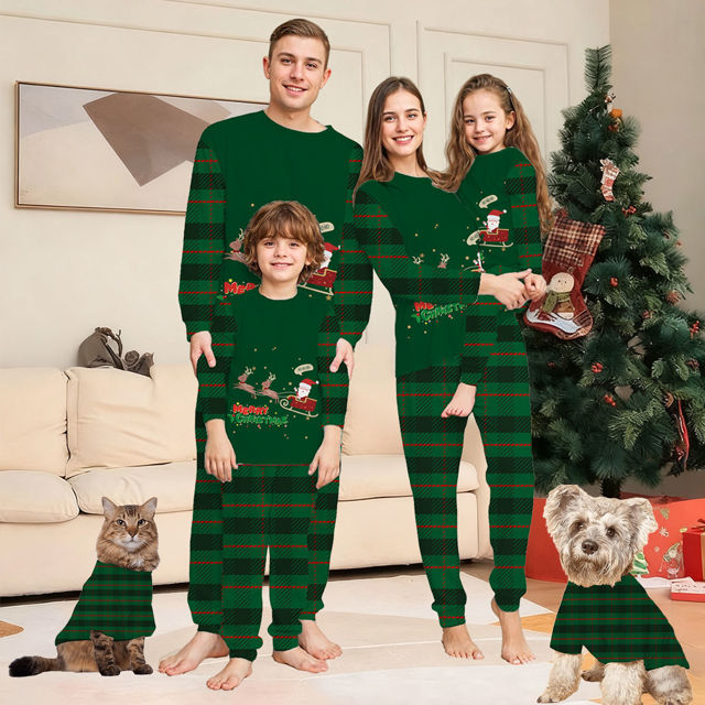 Picture of Family Christmas Pajama Sets - Happy Santa Long Sleeve Pajamas - Best Family Christmas Gift