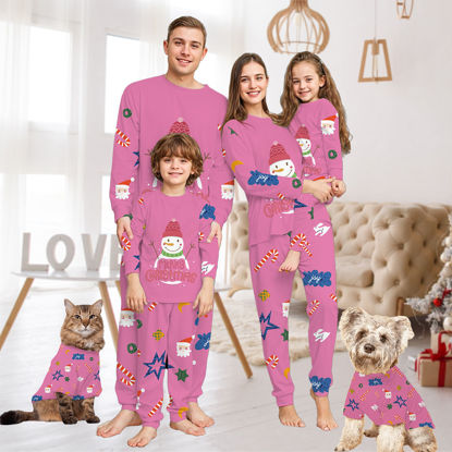 Picture of Family Christmas Pajama Sets - Happy Snowmen Long Sleeves Pajamas - Family Christmas Gift