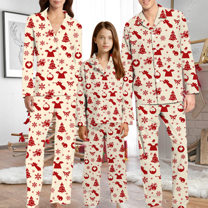 Picture of Family Christmas Pajamas Set – Cream Family Matching Pajama Set