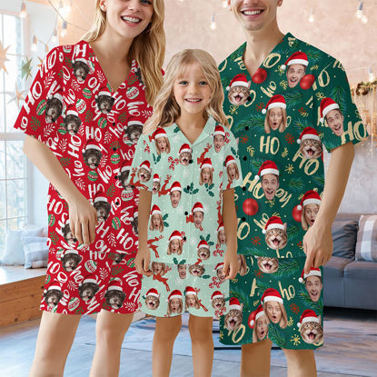 Picture of Custom Christmas Short Sleeves Face Pajamas Full Set - Personalised Unisex  Pajama Gift Set