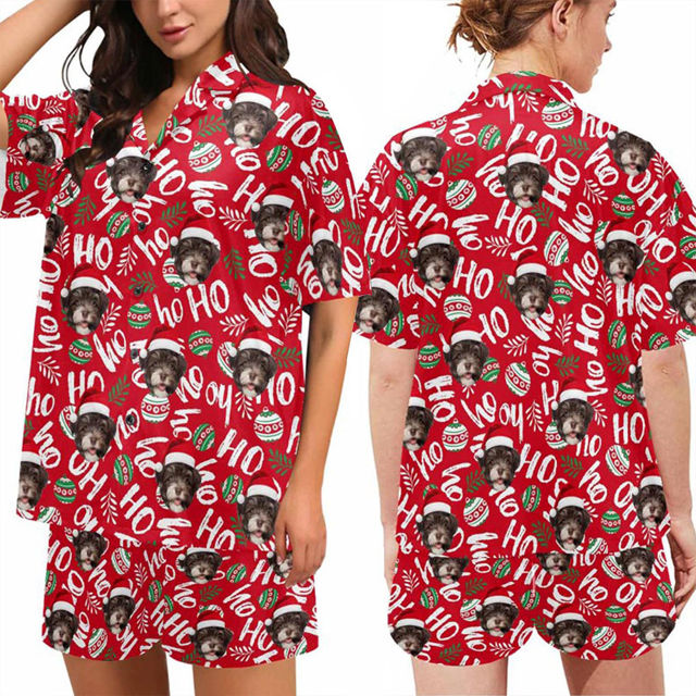 Picture of Custom Christmas Short Sleeves Face Pajamas Full Set - Personalised Unisex  Pajama Gift Set