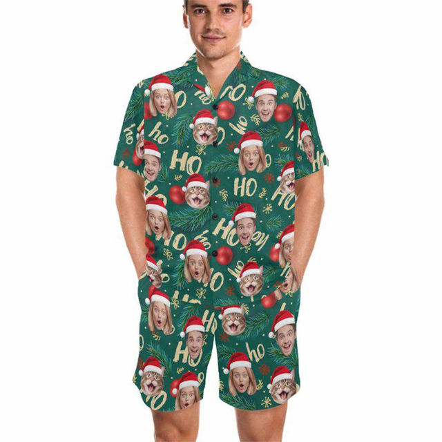 Picture of Custom Christmas Short Sleeves Face Pajamas Full Set - Personalised Unisex  Pajama Gift Set