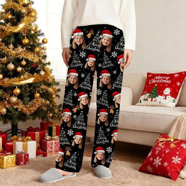 Picture of Custom Christmas Pajama Pants with Faces - Personalized Pajama bottoms - Christmas Gift