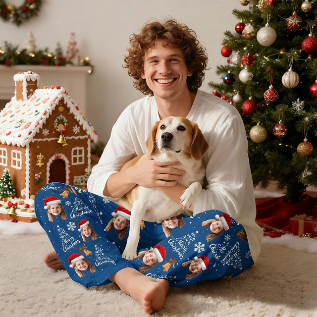 Picture of Custom Christmas Pajama Pants with Faces - Personalized Pajama bottoms - Christmas Gift