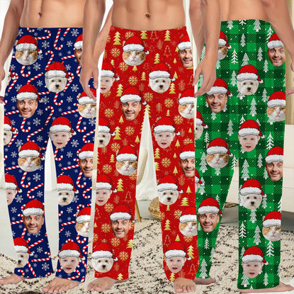 Picture of Custom Christmas Pajama Pants - Personalised Pajama bottoms with Faces - Nice Family Gift