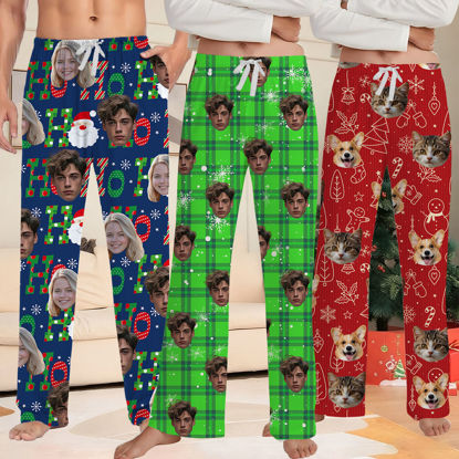 Picture of Custom Christmas Pajama Pants with Face - Pajama Bottoms - Christmas Gift for Family