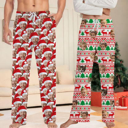 Picture of Family Custom Christmas Pajama Pants with Face - Pajama Bottoms - Christmas Gift for Family