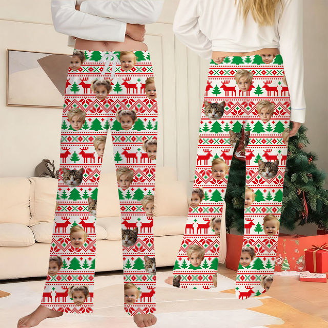 Picture of Family Custom Christmas Pajama Pants with Face - Pajama Bottoms - Christmas Gift for Family