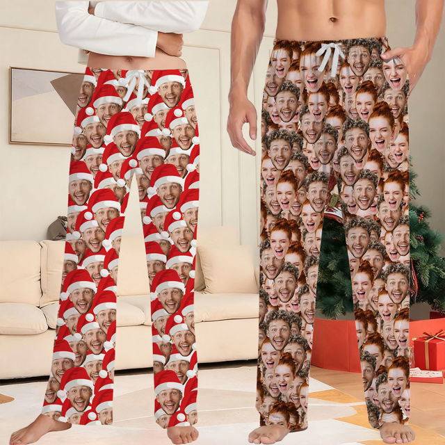 Picture of Family Custom Christmas Pajama Pants with Face - Pajama Bottoms - Christmas Gift for Family