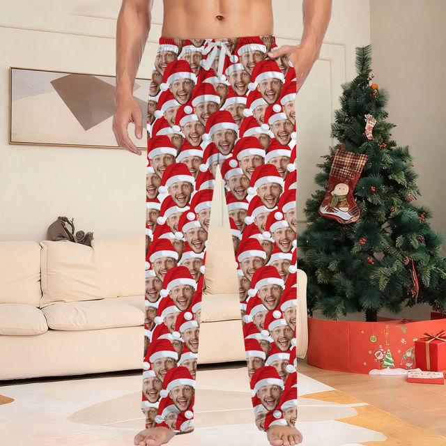 Picture of Family Custom Christmas Pajama Pants with Face - Pajama Bottoms - Christmas Gift for Family