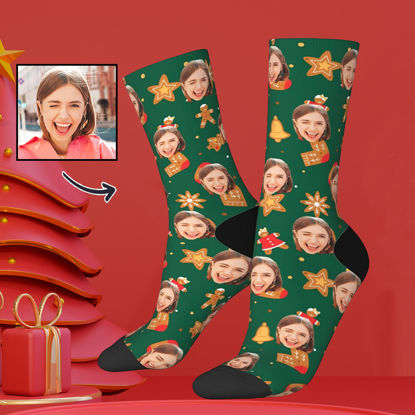 Picture of Custom Photo Face Christmas Socks - Gift for Family