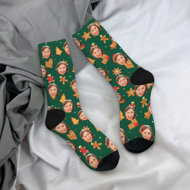 Picture of Custom Photo Face Christmas Socks - Gift for Family
