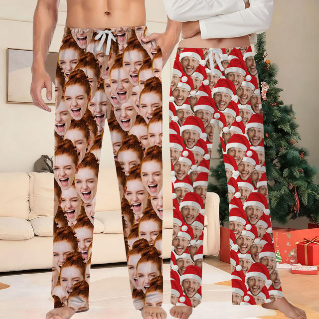 Picture of Family Custom Christmas Pajama Pants with Face - Pajama Bottoms - Christmas Gift for Friends