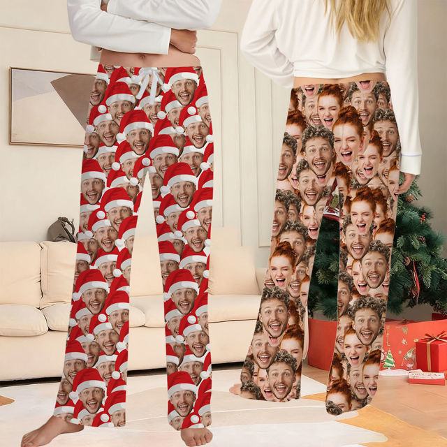 Picture of Family Custom Christmas Pajama Pants with Face - Pajama Bottoms - Christmas Gift for Friends
