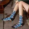 Picture of Custom Photo Face Christmas Socks - Dark Blue with Reindeer Style - Gift for Family and Friends