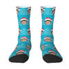Picture of Custom Photo Face Christmas Socks - Light Blue with Christmas Hat Style - Gift for Family and Friends