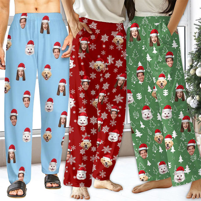 Picture of Custom Christmas Pajama Pants - Personalised Pajama bottoms with Faces and Patterns - Gift for Friends