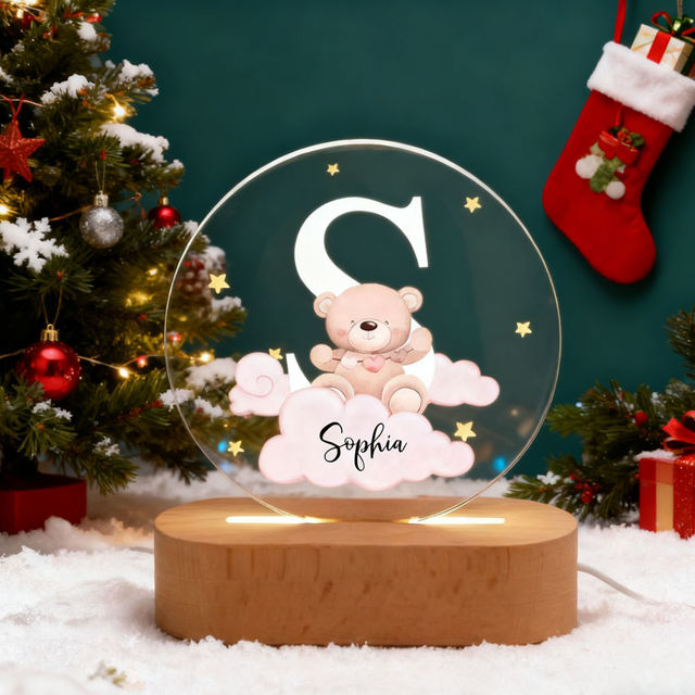 Picture of Custom Name Night Light for Kids - Personalized Bear Night Lamp for Christmas Gift