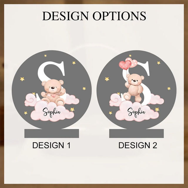 Picture of Custom Name Night Light for Kids - Personalized Bear Night Lamp for Christmas Gift