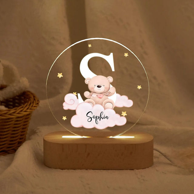 Picture of Custom Name Night Light for Kids - Personalized Bear Night Lamp for Christmas Gift