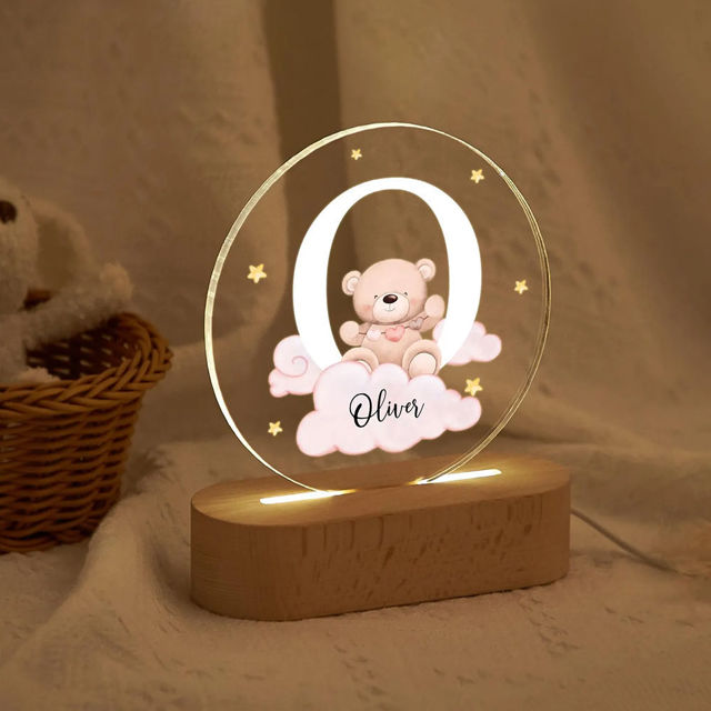 Picture of Custom Name Night Light for Kids - Personalized Bear Night Lamp for Christmas Gift