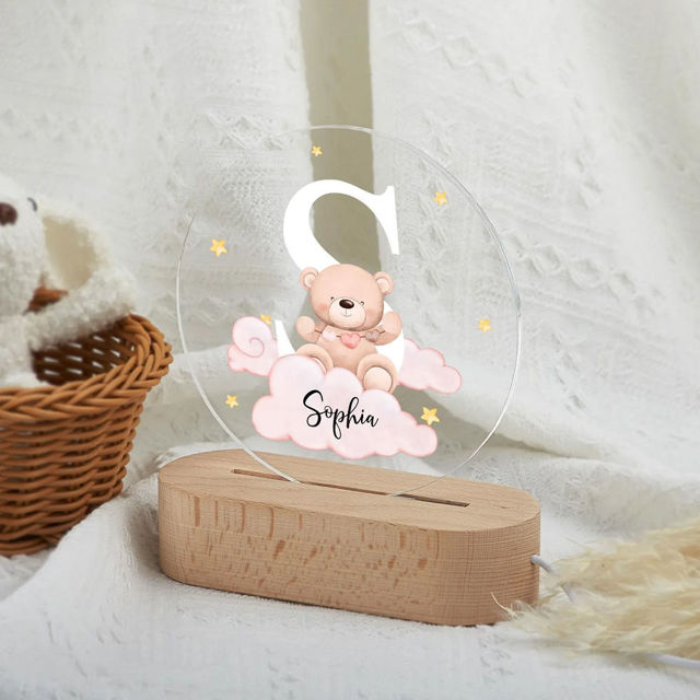 Picture of Custom Name Night Light for Kids - Personalized Bear Night Lamp for Christmas Gift