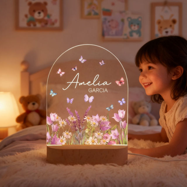 Picture of Custom Flower Night Light for Kids - Personalized Christmas Kids night light with Name