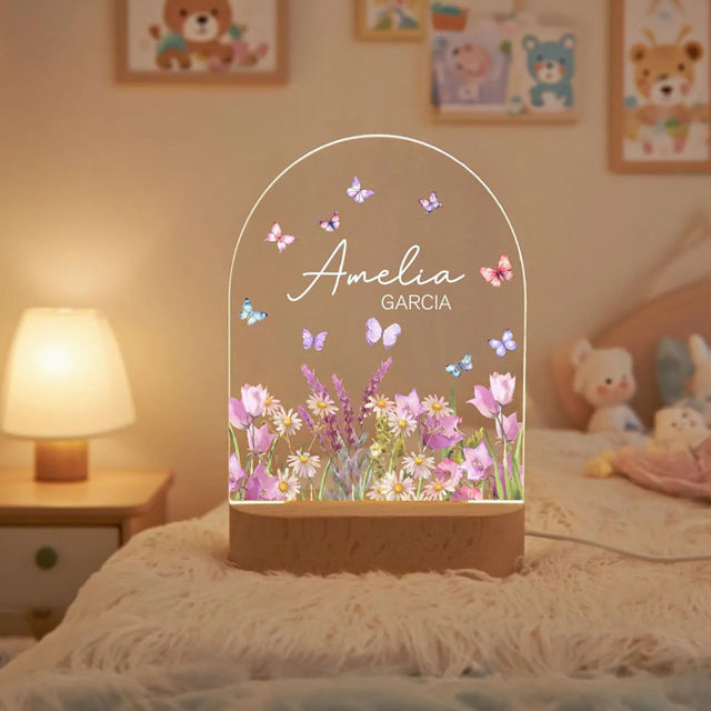 Picture of Custom Flower Night Light for Kids - Personalized Christmas Kids night light with Name