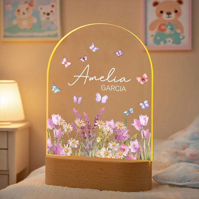 Picture of Custom Flower Night Light for Kids - Personalized Christmas Kids night light with Name