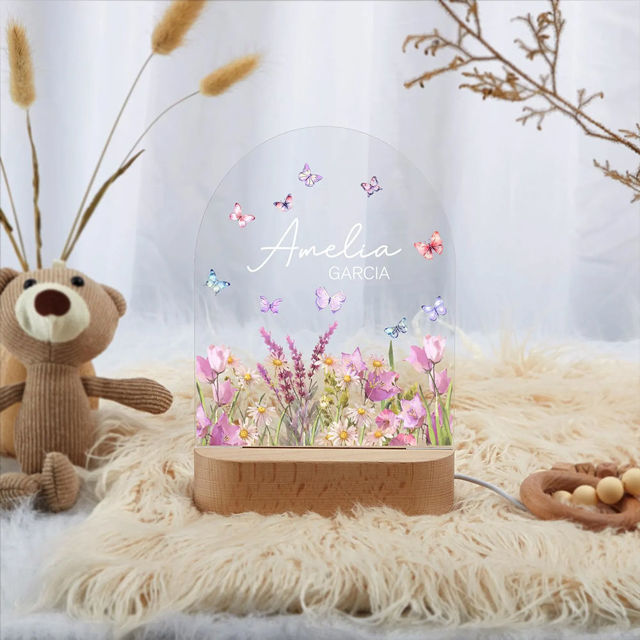 Picture of Custom Flower Night Light for Kids - Personalized Christmas Kids night light with Name