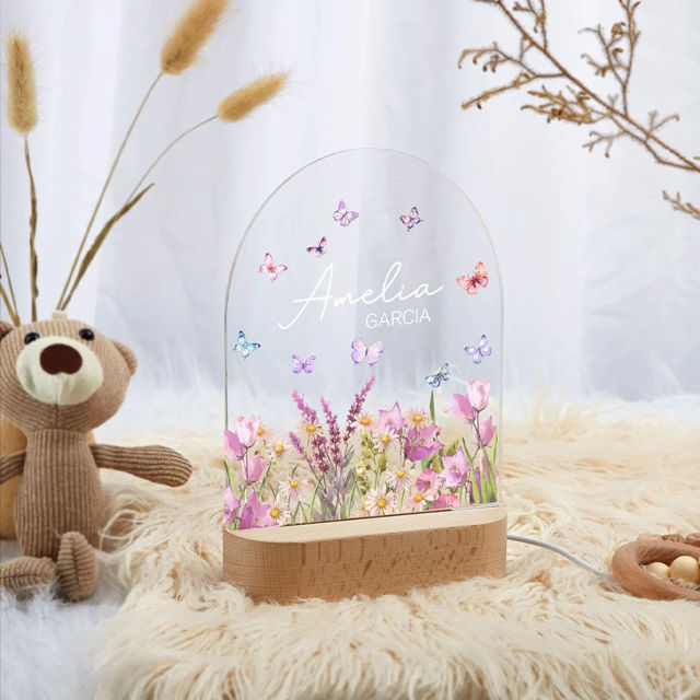 Picture of Custom Flower Night Light for Kids - Personalized Christmas Kids night light with Name