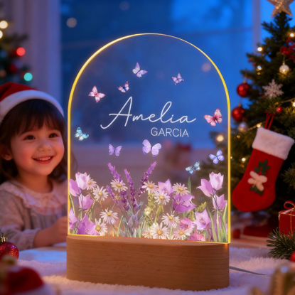 Picture of Custom Flower Night Light for Kids - Personalized Christmas Kids night light with Name