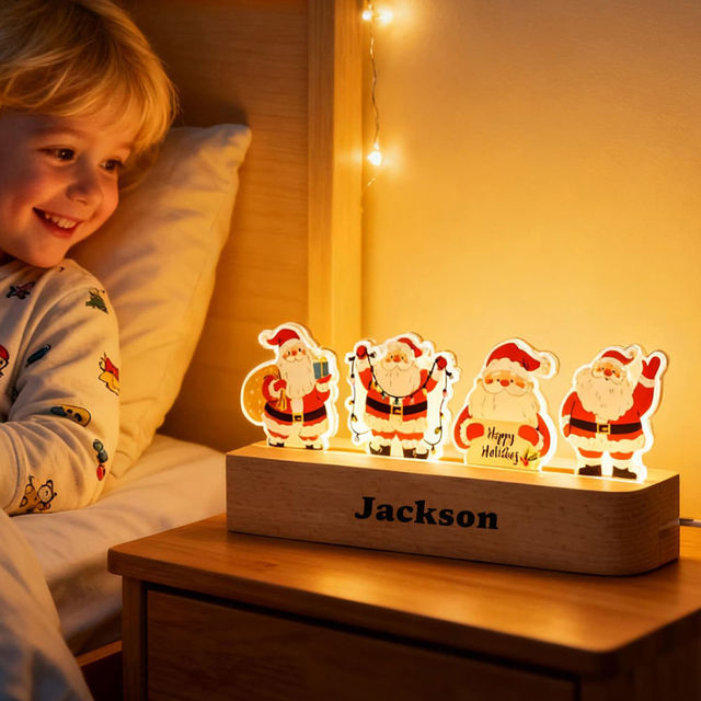 Picture of Custom Christmas Night Light for Kids - Personalized Happy Santa Claus night light