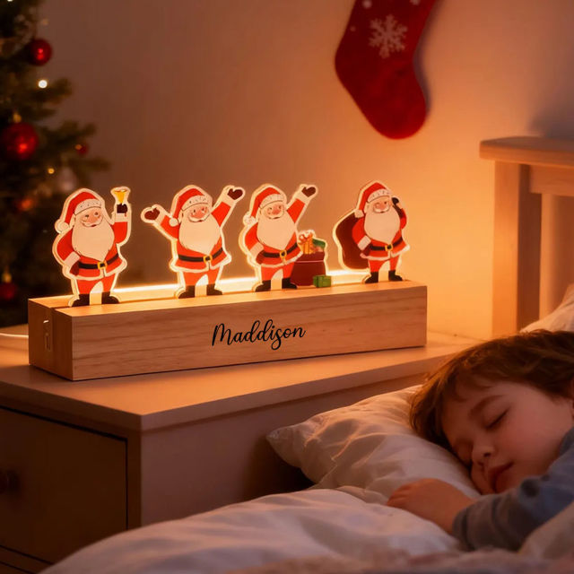 Picture of Custom Christmas Night Light for Kids - Personalized Happy Santa Claus night light