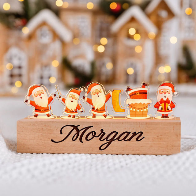 Picture of Custom Christmas Night Light for Kids - Personalized Happy Santa Claus night light