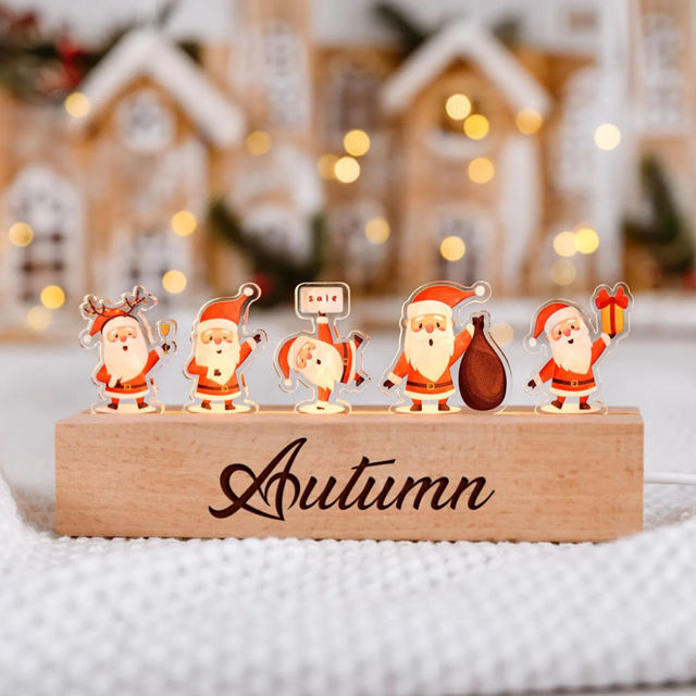 Picture of Custom Christmas Night Light for Kids - Personalized Happy Santa Claus night light