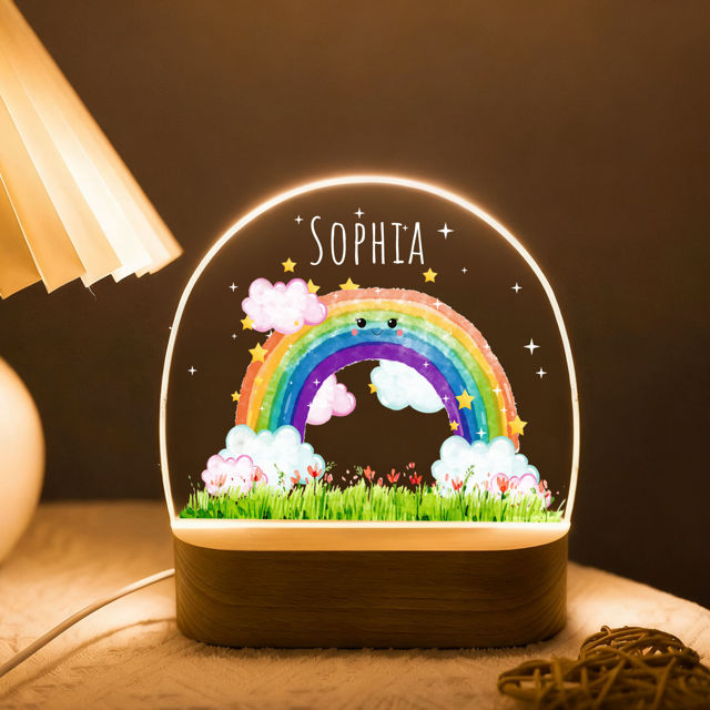 Picture of Custom Name Night Light for Kids - Personalized Christmas Gift - Rainbow Night Lamp