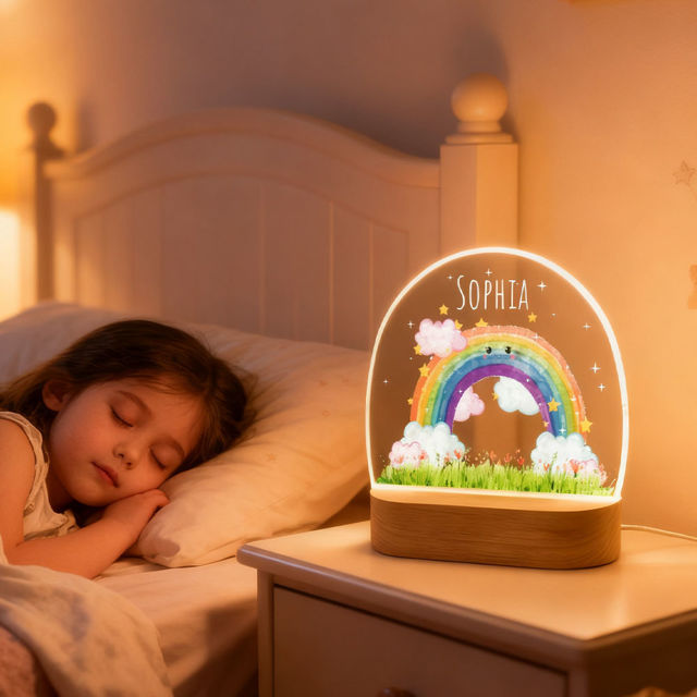 Picture of Custom Name Night Light for Kids - Personalized Christmas Gift - Rainbow Night Lamp