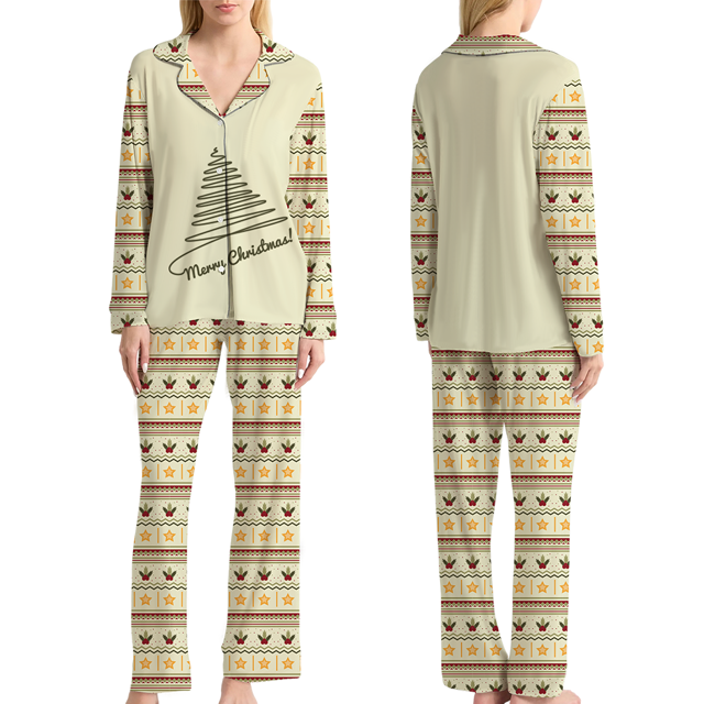 Picture of Family Pajama Set - Family Christmas Pajamas Set - ordic Tree & Vintage Festive Prints